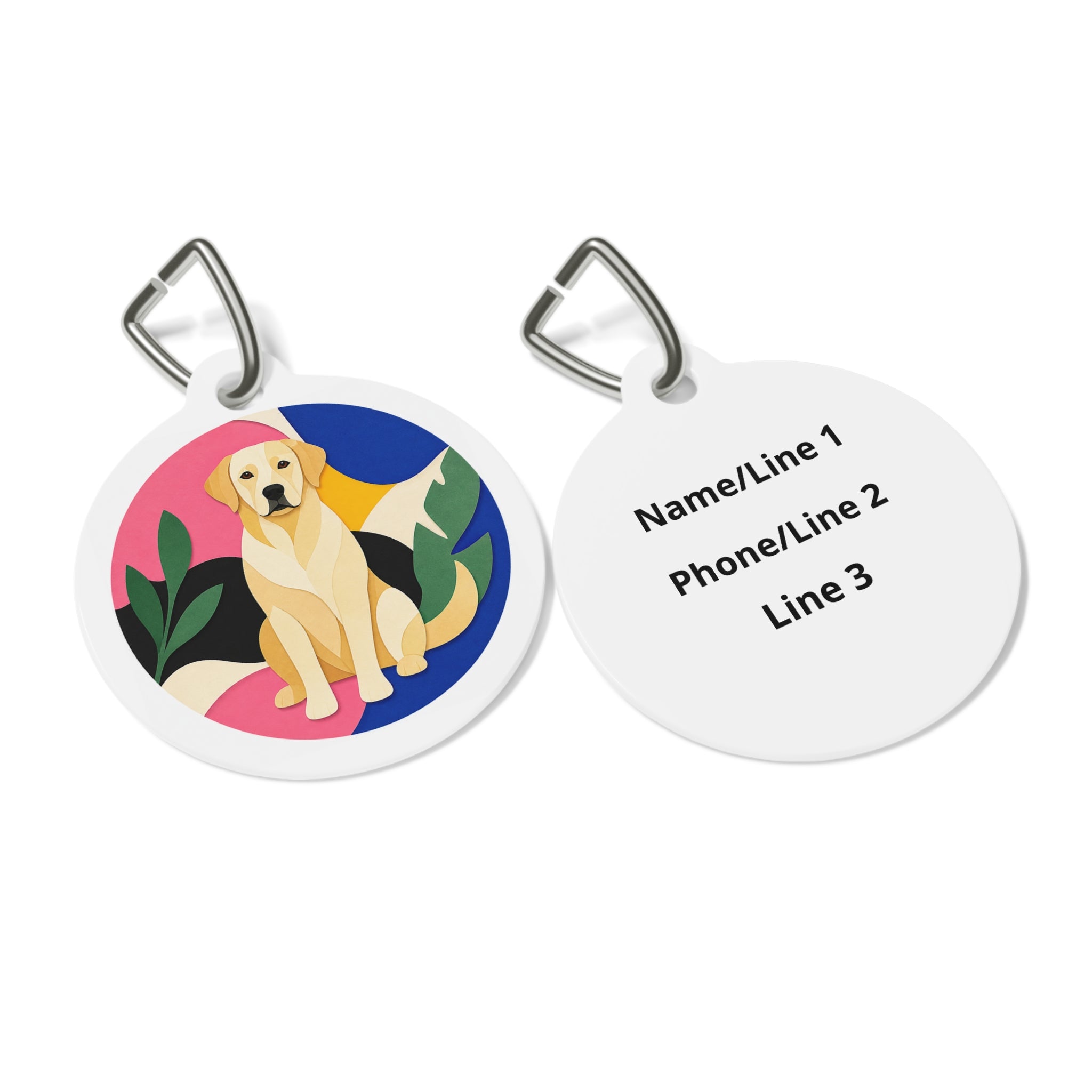 Labrador Retriever Bold Botanical Personalized Dog ID Tag