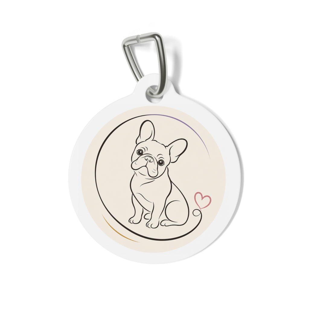 Placa de identificación personalizada para perro con diseño minimalista de bulldog francés
