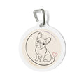 Placa de identificación personalizada para perro con diseño minimalista de bulldog francés
