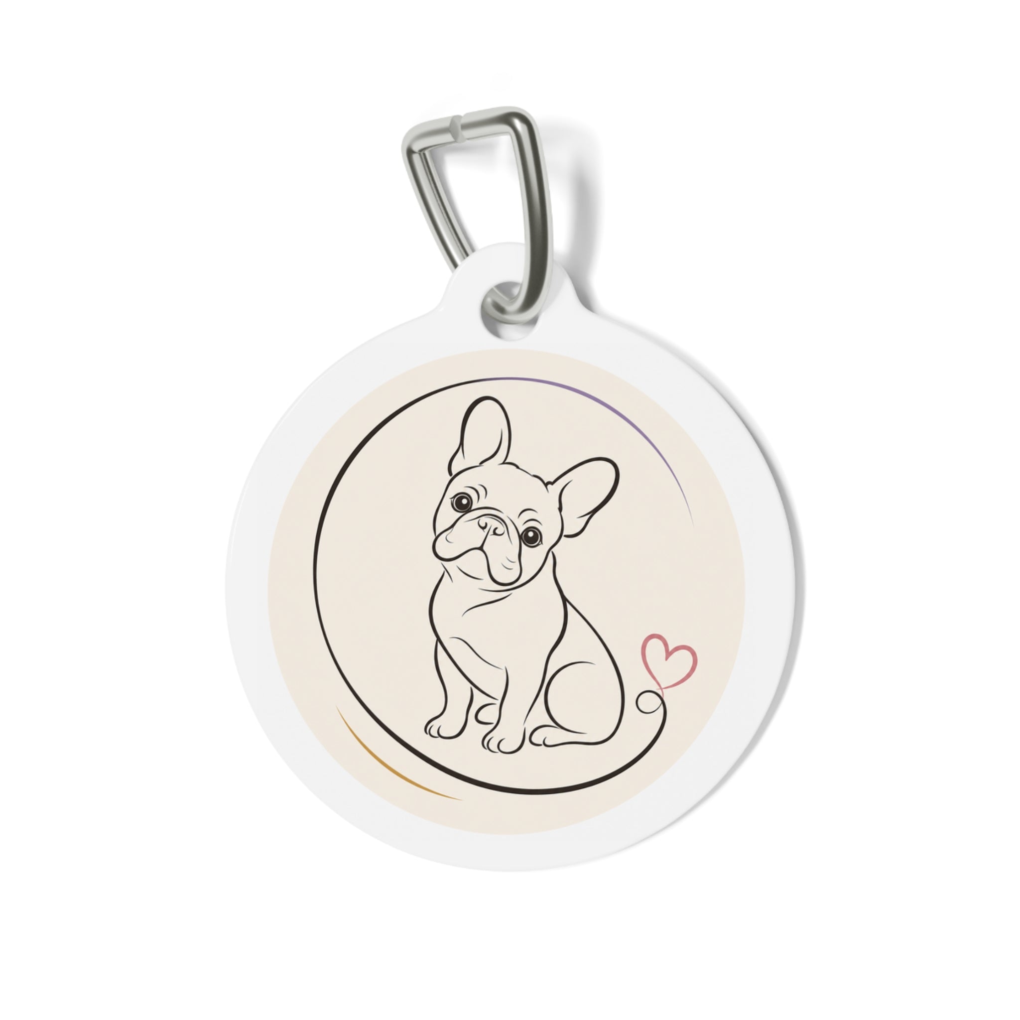 Placa de identificación personalizada para perro con diseño minimalista de bulldog francés