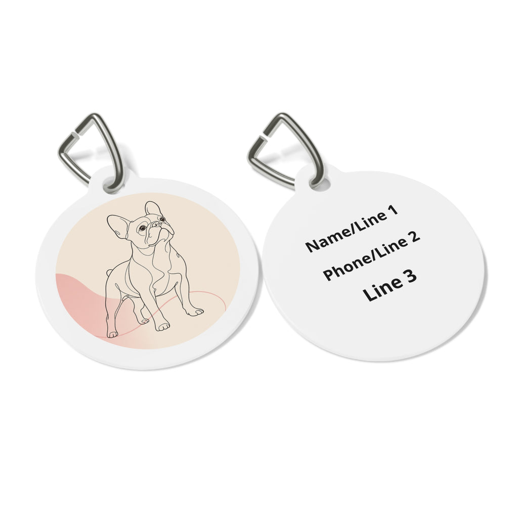 French Bulldog Minimal Line Art Personalized Dog ID Tag