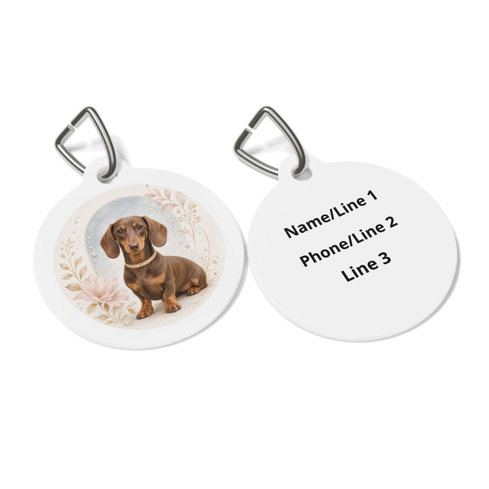 Dachshund Whimsical Floral Personalized Dog ID Tag