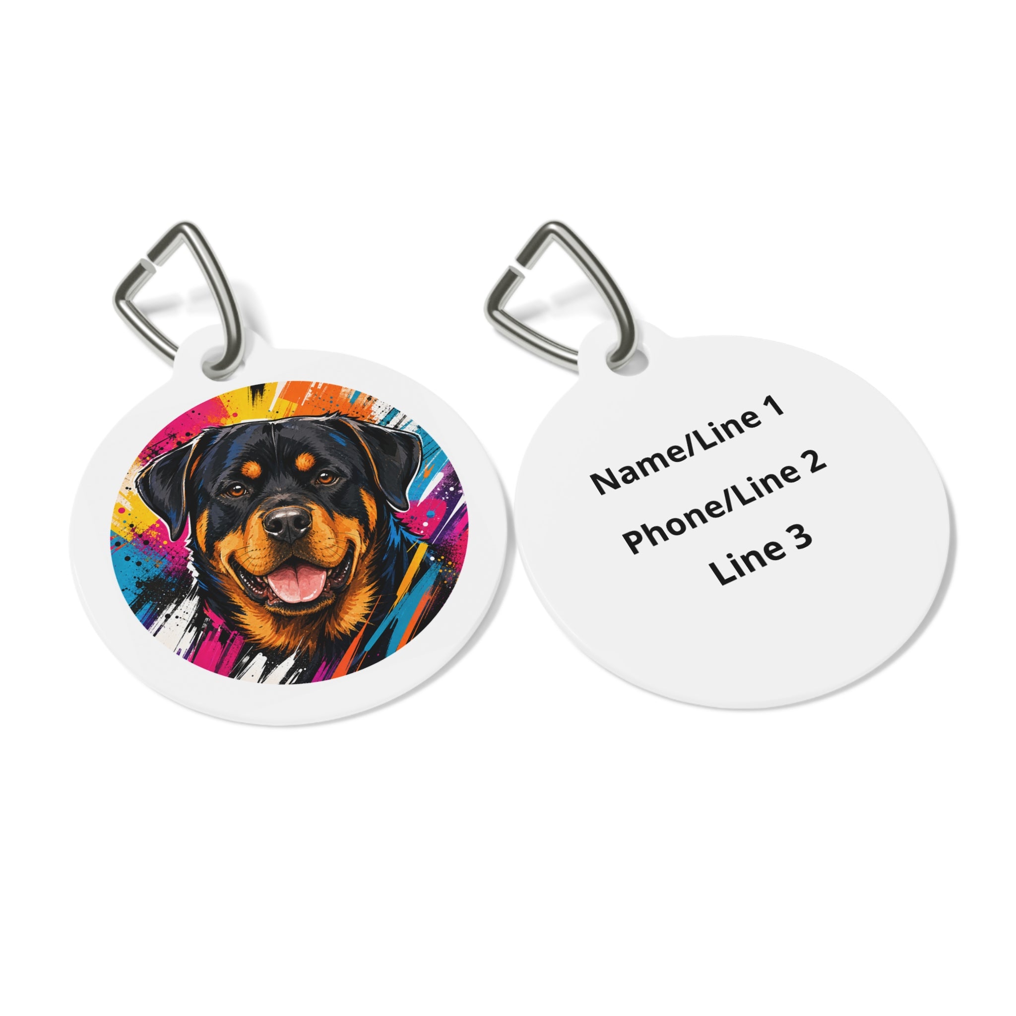 Rottweiler Color Burst Happy Personalized Dog ID Tag