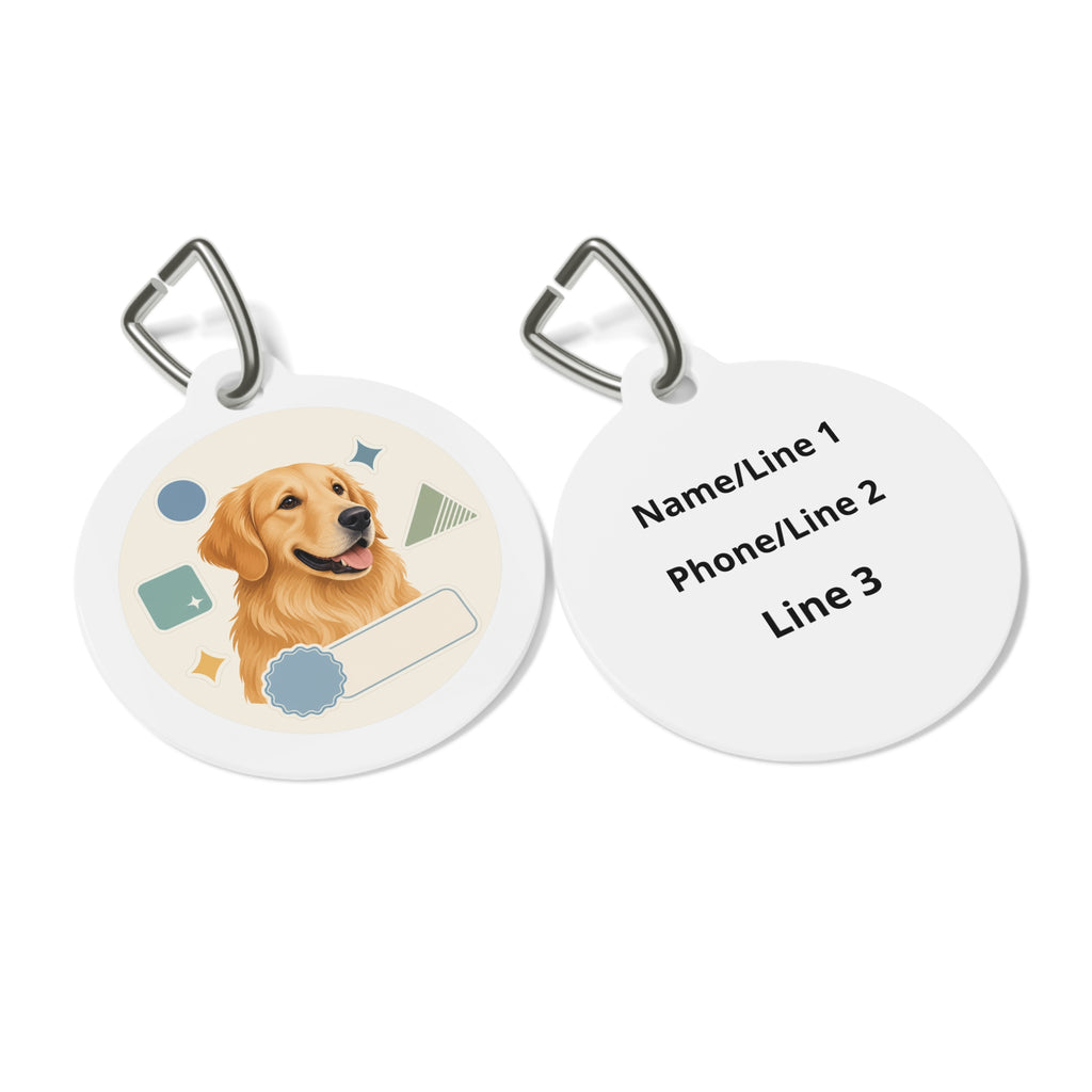 Golden Retriever Modern Nameplate Personalized Dog ID Tag