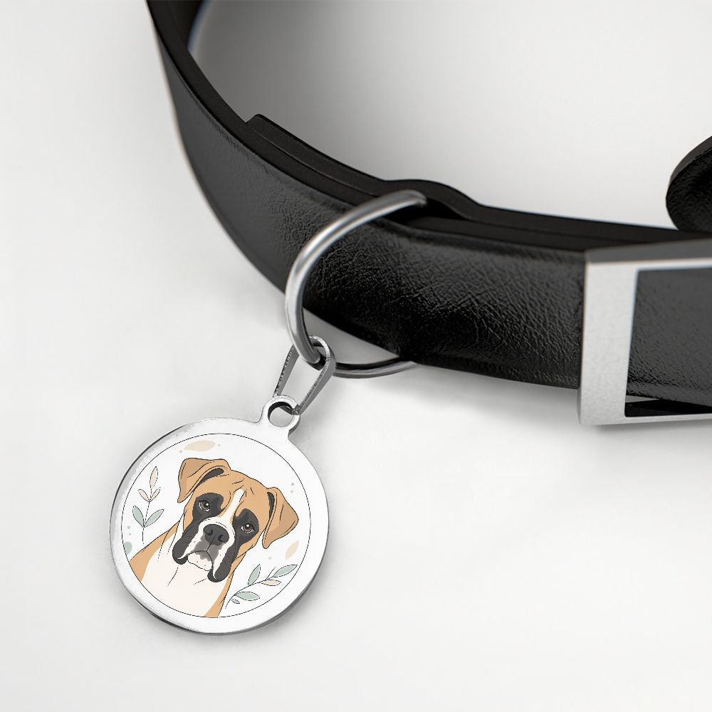 Boxer Botanical Line Portrait personalized dog ID tag product detail