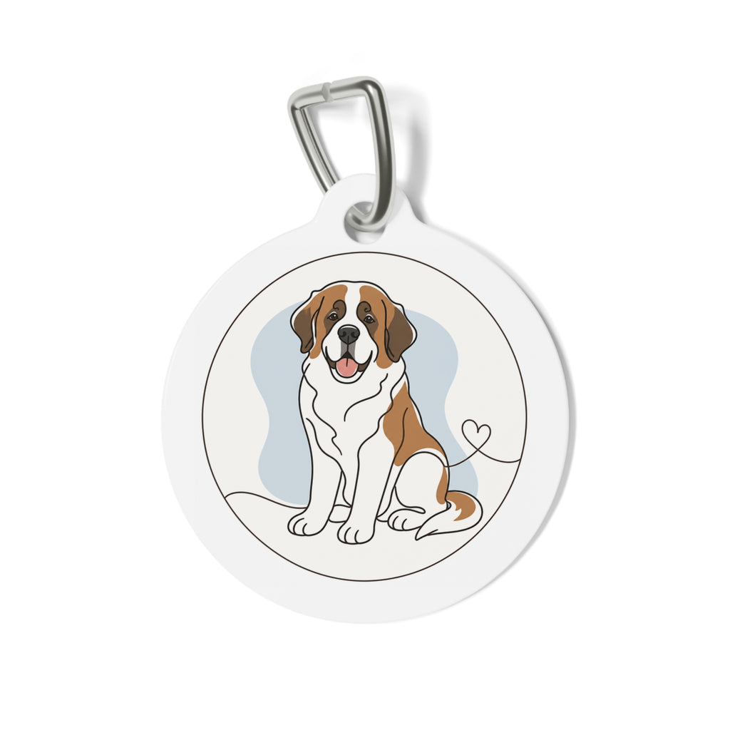 Saint Bernard Cheerful Watercolor Charm Personalized Dog ID Tag