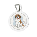 Saint Bernard Cheerful Watercolor Charm Personalized Dog ID Tag