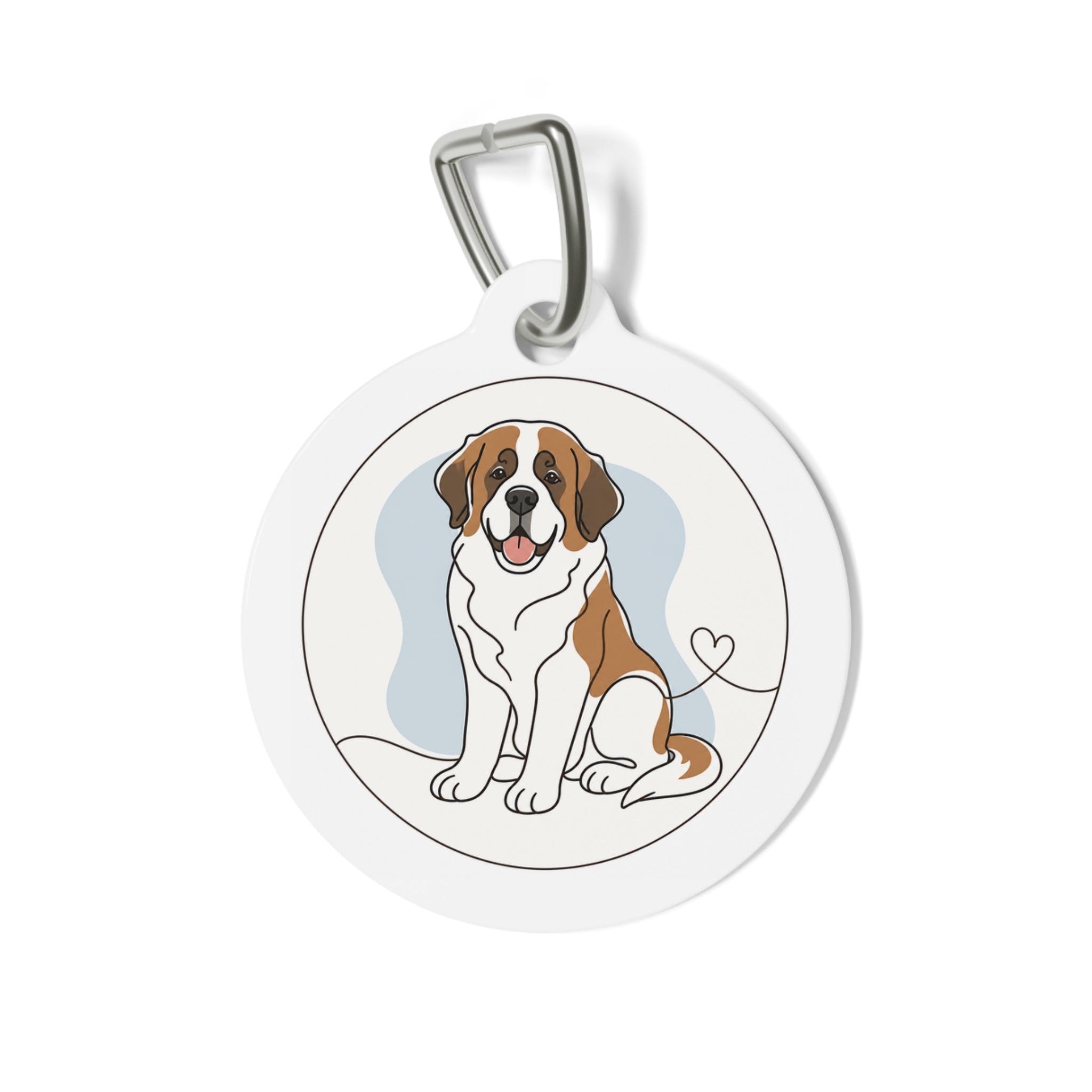 Saint Bernard Cheerful Watercolor Charm Personalized Dog ID Tag
