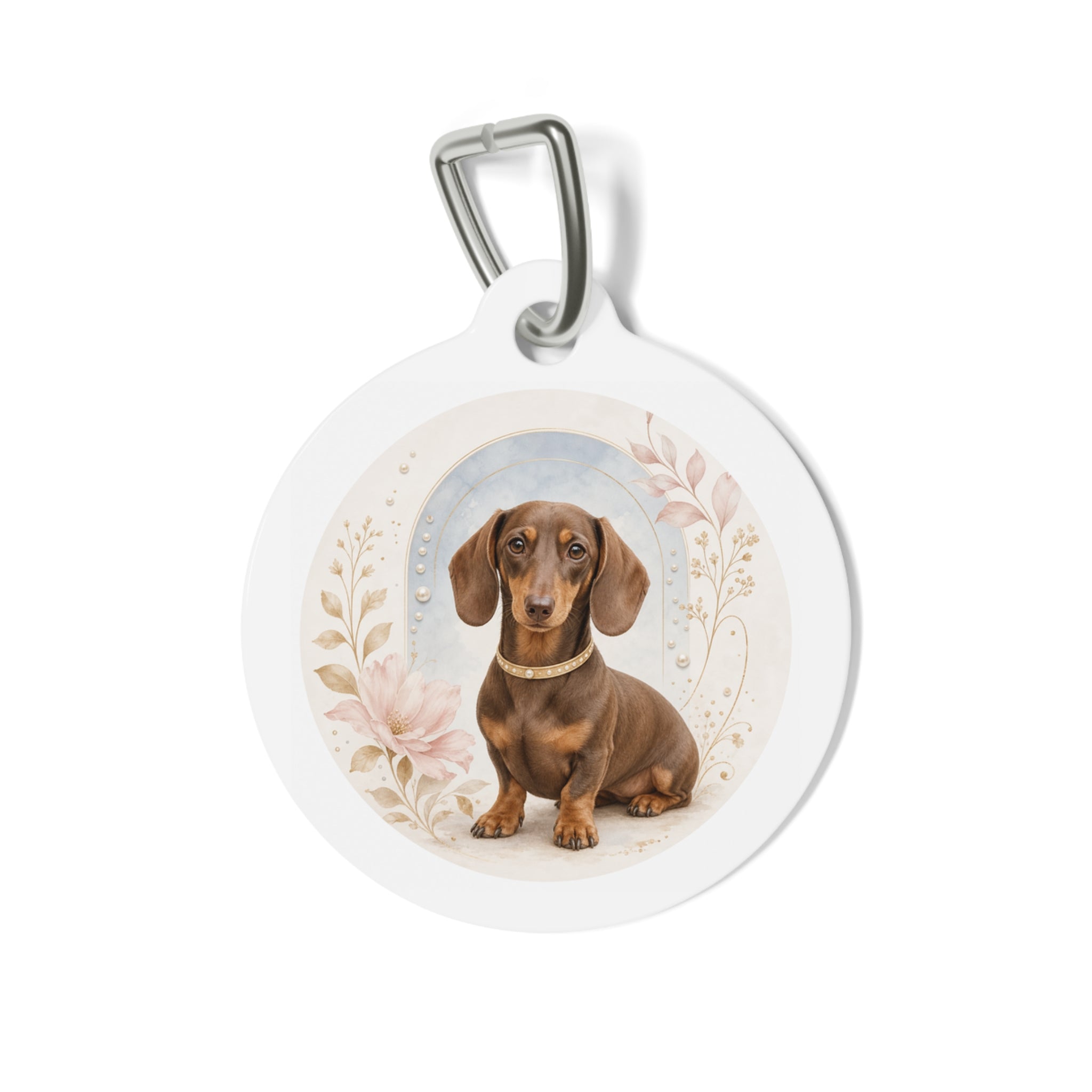 Dachshund Whimsical Floral Personalized Dog ID Tag