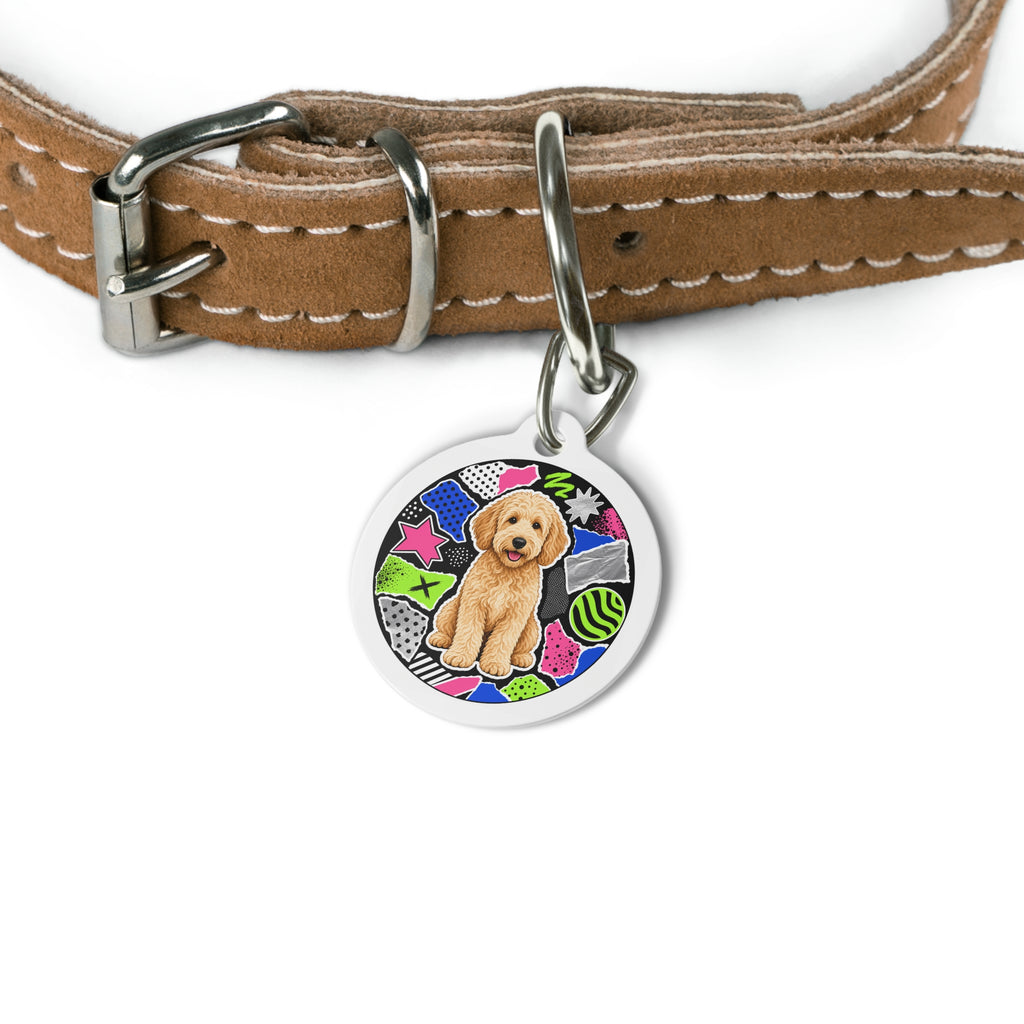 Goldendoodle Retro Pop Personalized Dog ID Tag