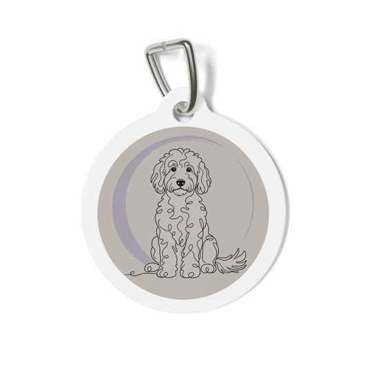 Goldendoodle Minimalist Doodle Illustration Personalized Dog ID Tag