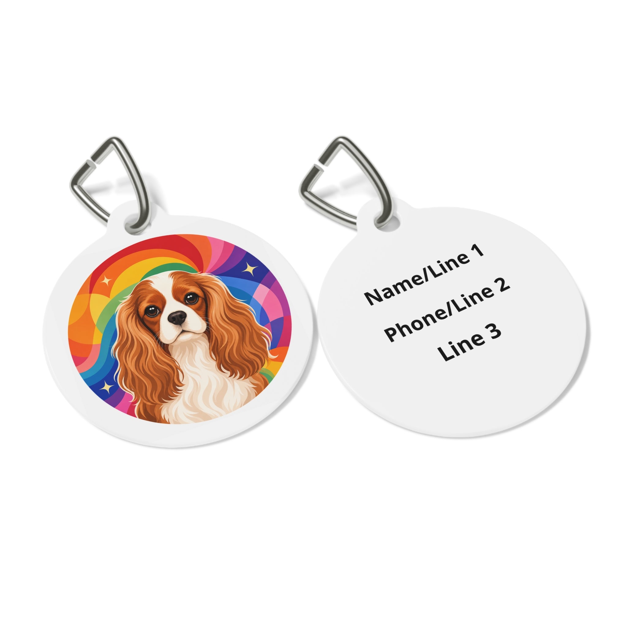 Cavalier King Charles Spaniel Rainbow Personalized Dog ID Tag