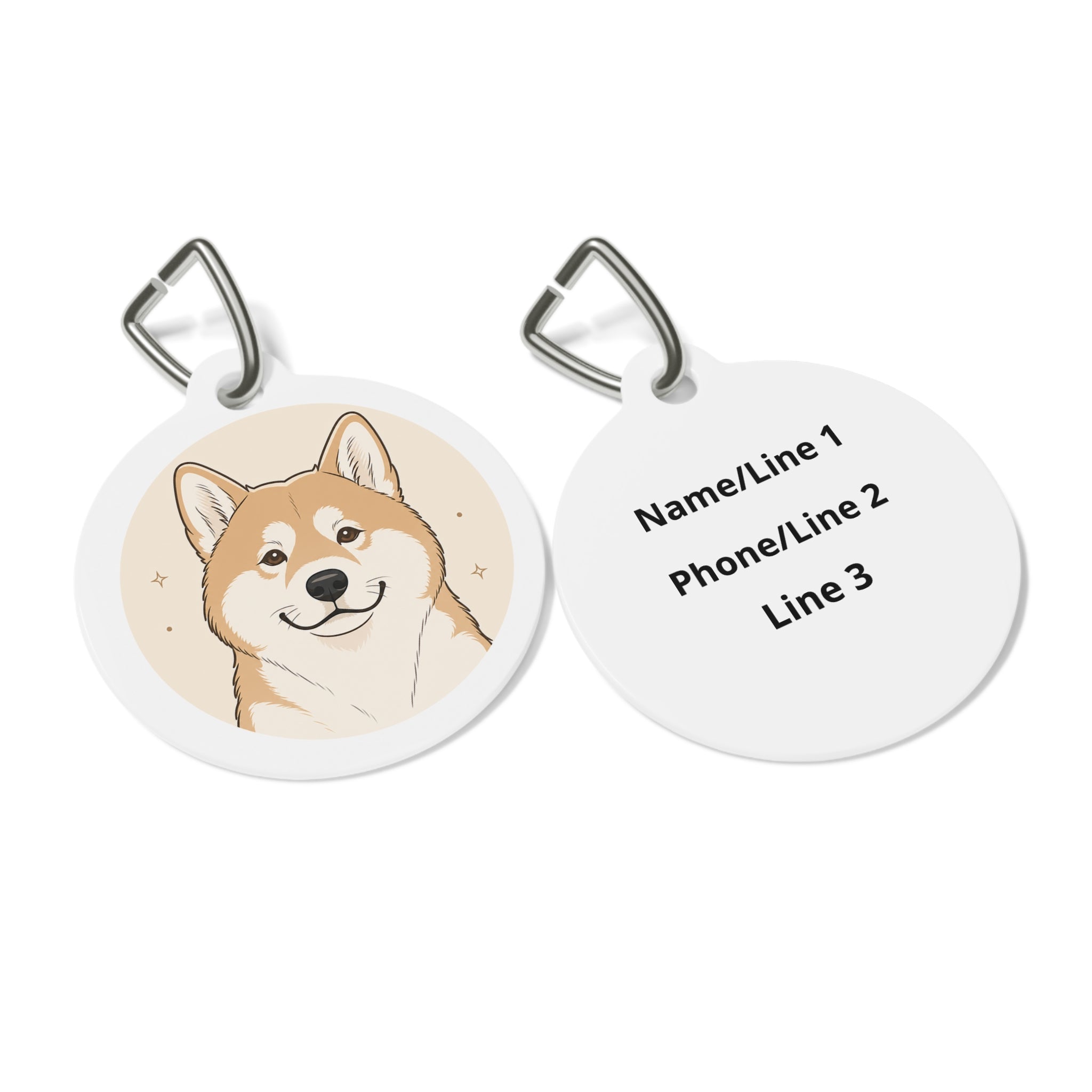 Akita Minimal Portrait Personalized Dog ID Tag