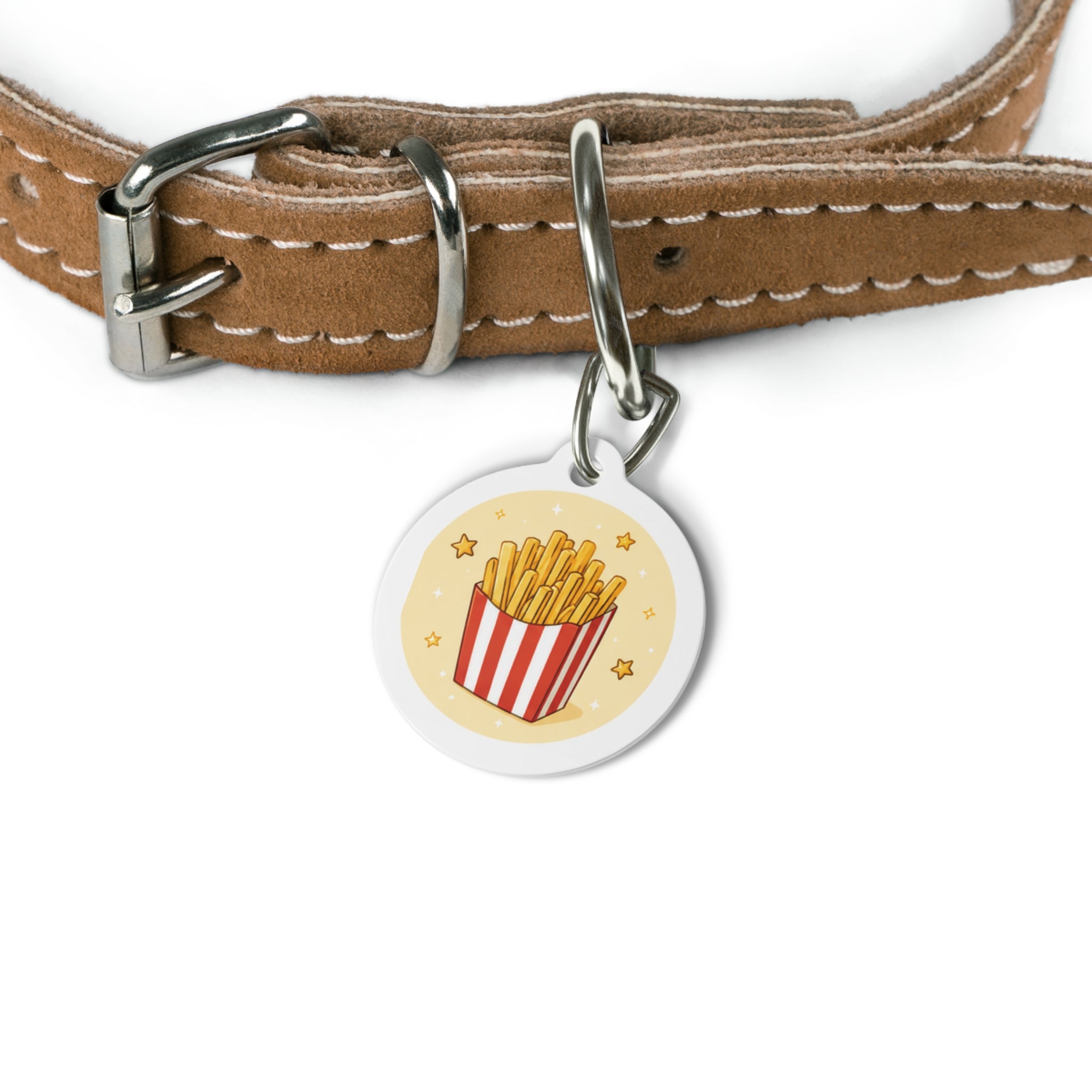 Golden Fries Whimsical Foodie Art Personalized Dog ID Tag