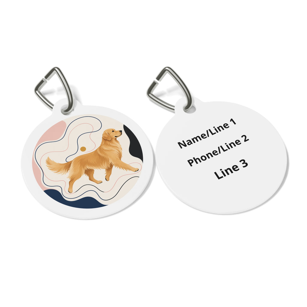 Golden Retriever Modern Contour Personalized Dog ID Tag