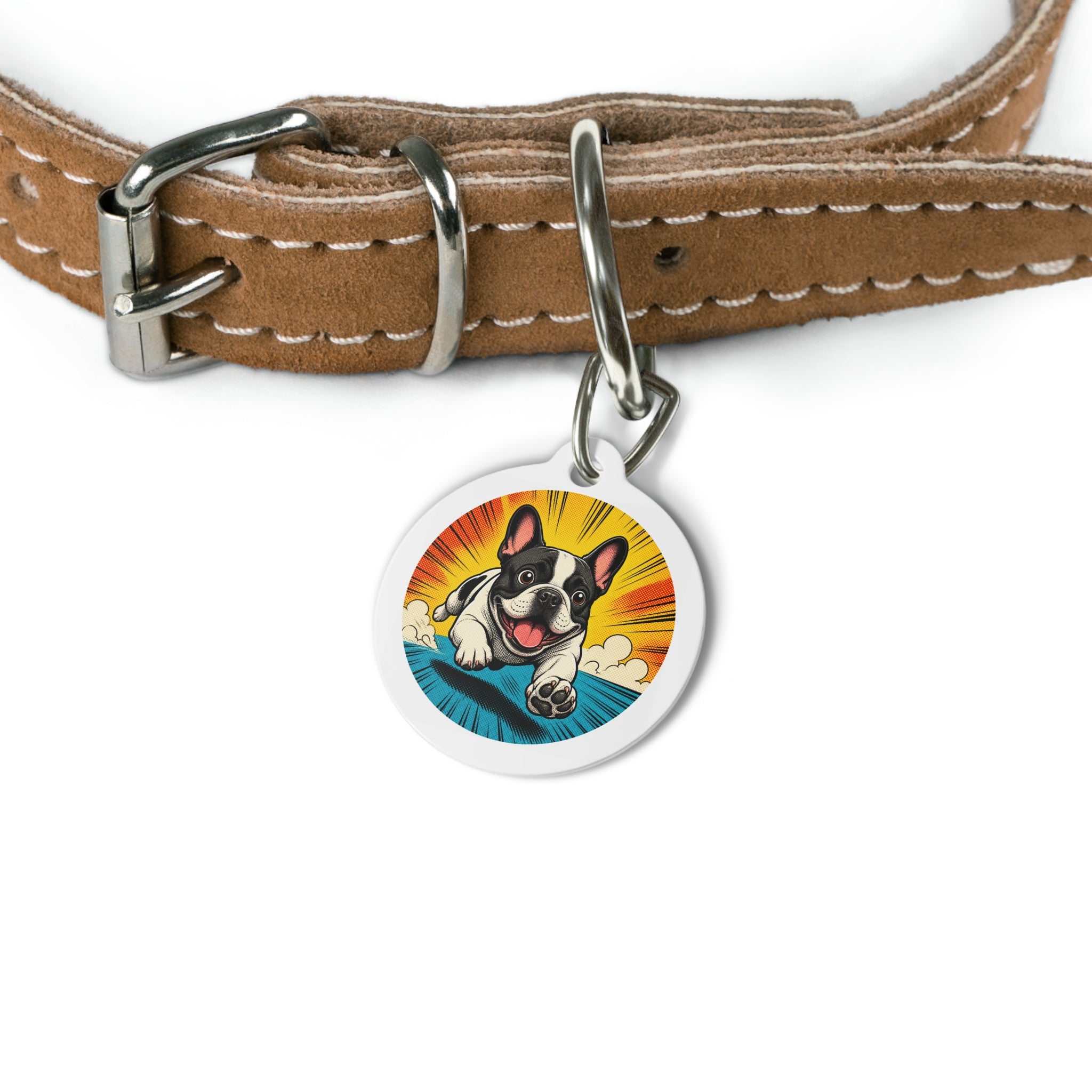French Bulldog Bold Vibrant Color Personalized Dog ID Tag