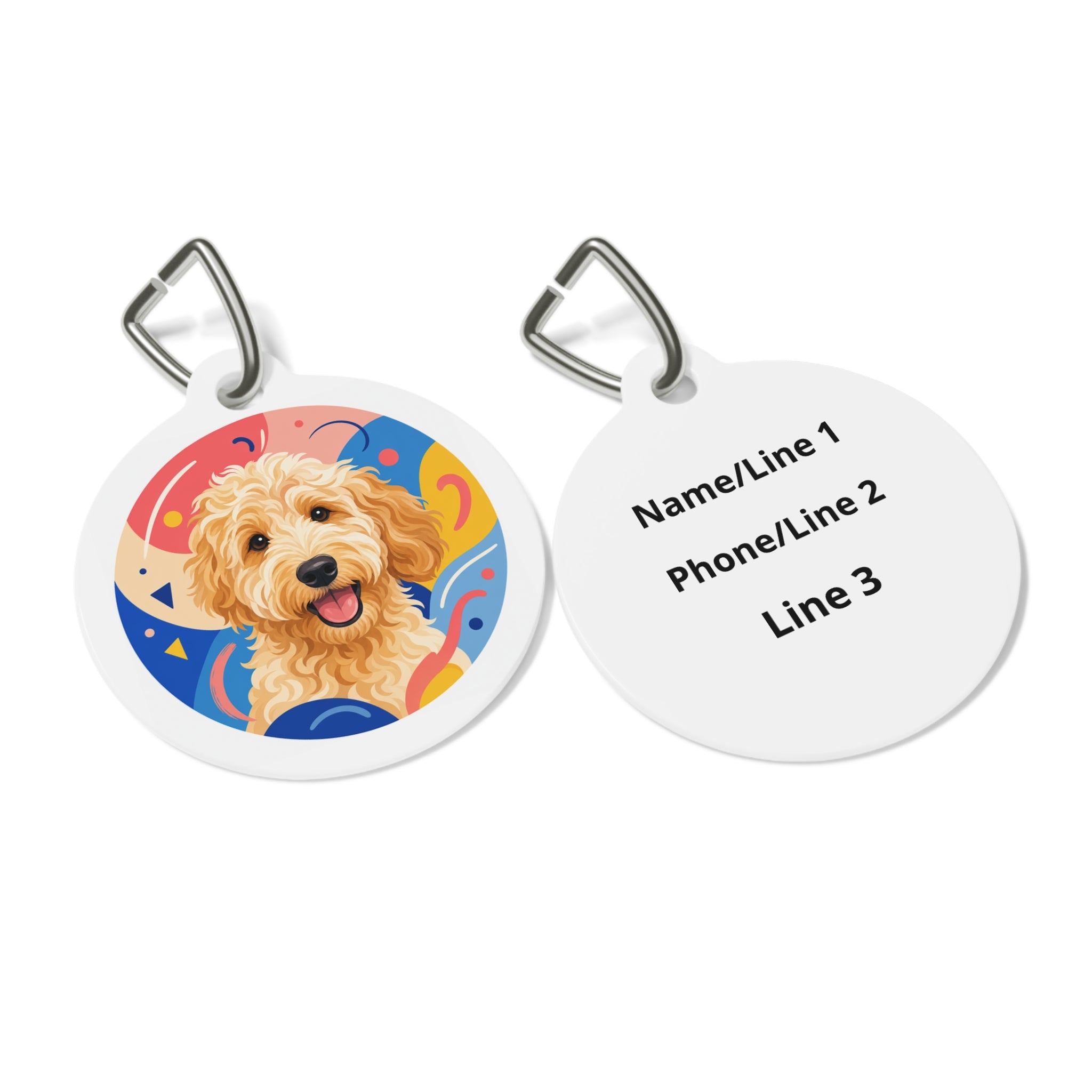 Goldendoodle Cheerful Color Splash Personalized Dog ID Tag