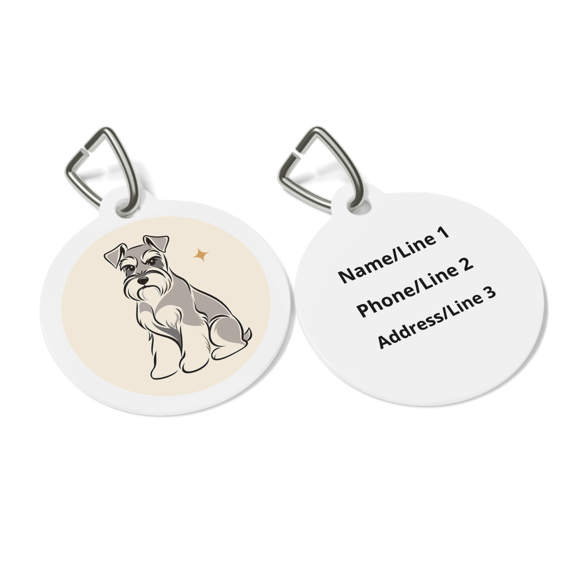 Close-up of Copy of Personalized Schnauzer Pet ID Tag — Custom Engraved Dog Name & Phone