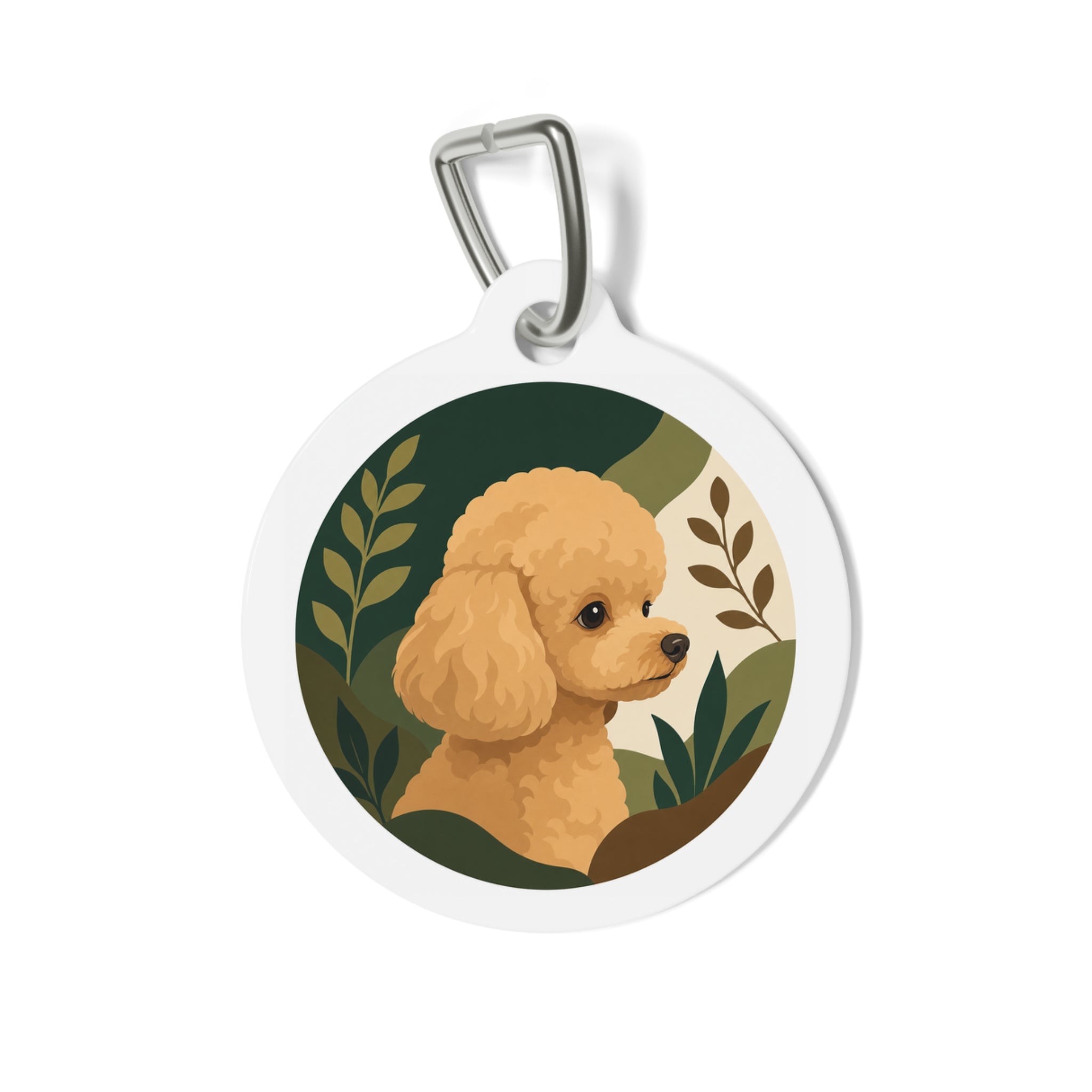 Toy Poodle Woodland Botanical Apricot Personalized Dog ID Tag