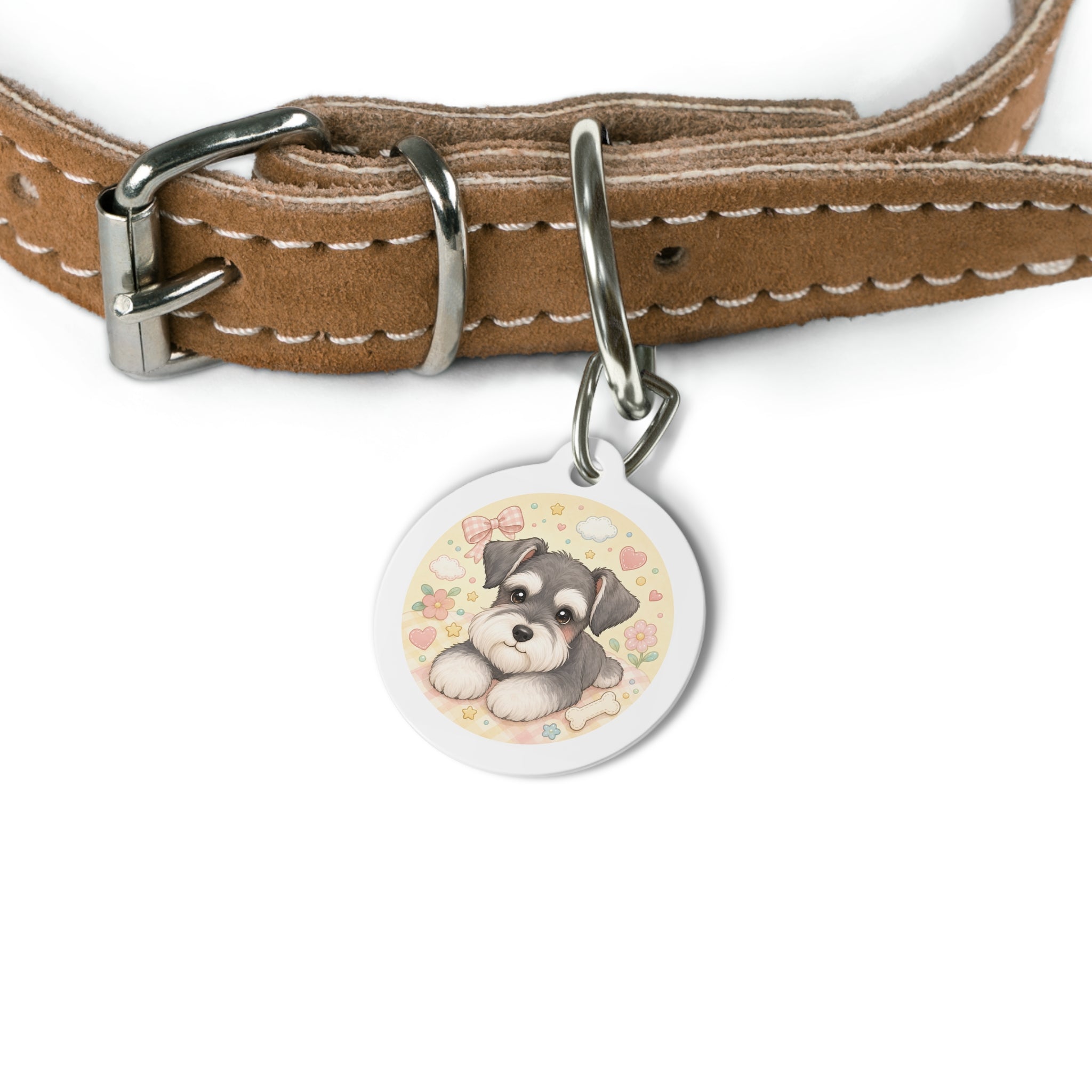 Miniature Schnauzer Cozy Hearts & Blossoms Personalized Dog ID Tag
