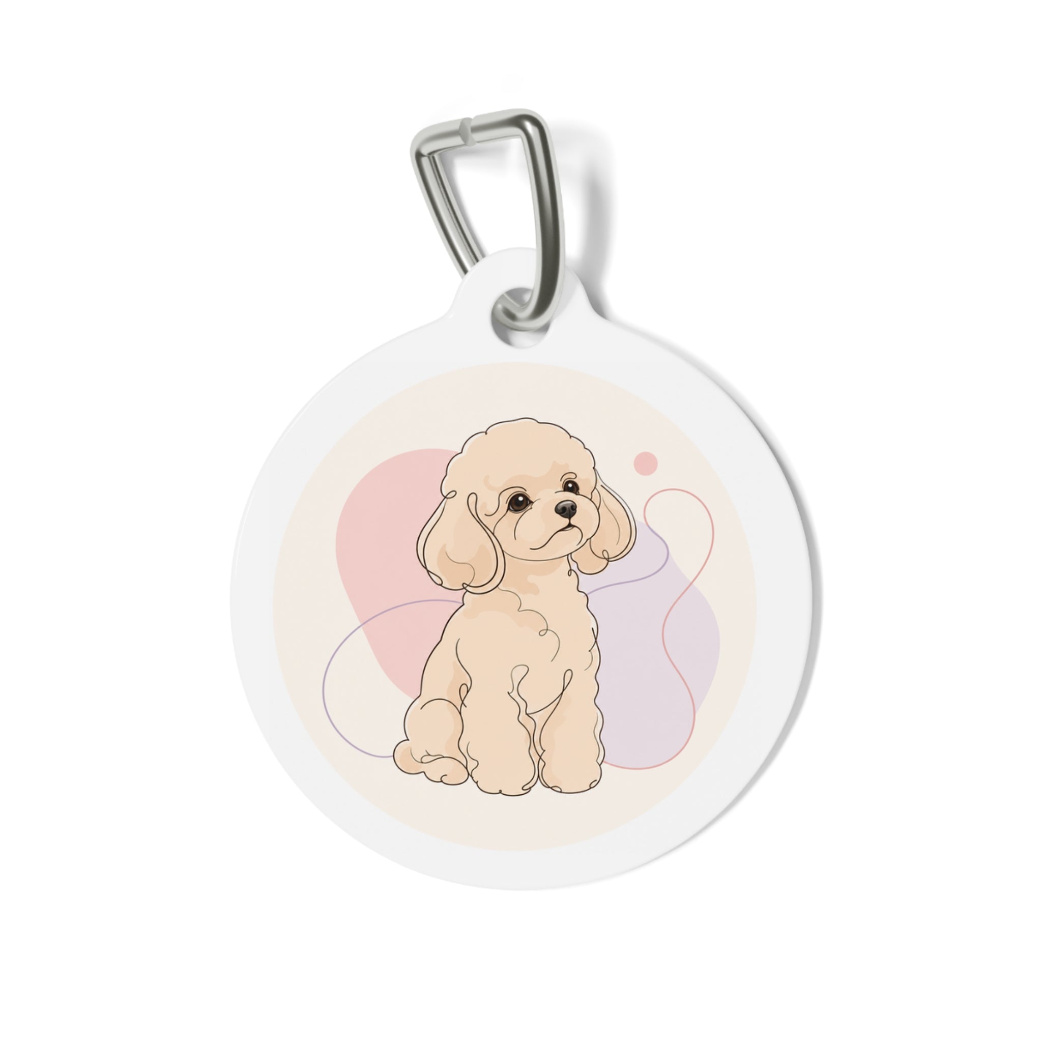 Toy Poodle Blush Heart Sketch Apricot Puppy Personalized Dog ID Tag