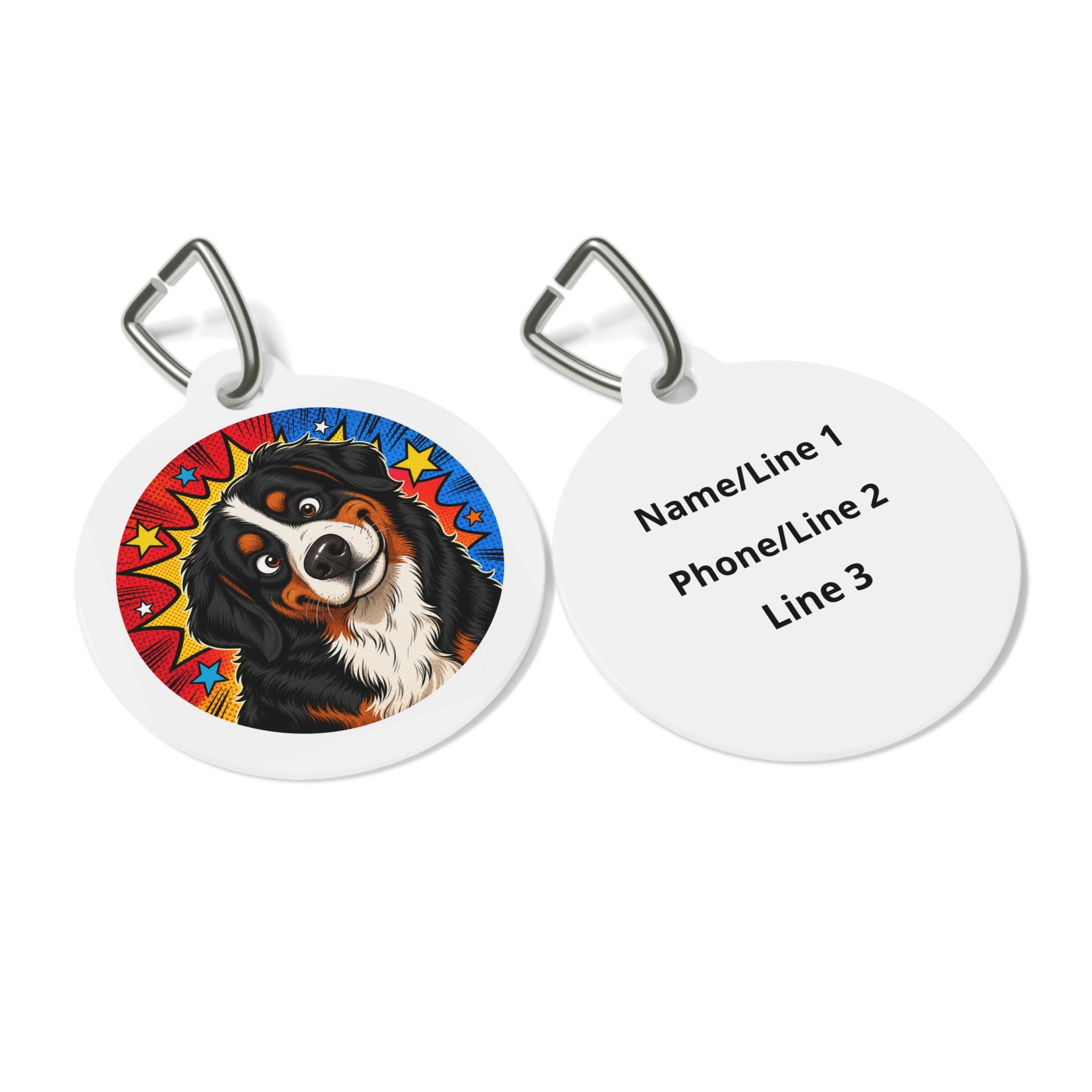 Bernese Mountain Dog Dreamy Floral Watercolor Personalized Dog ID Tag