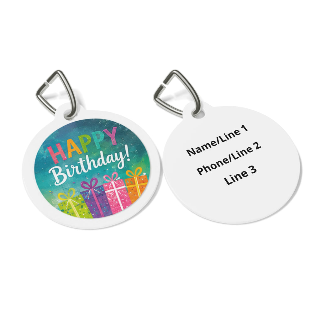 Chapa de identificación para perro personalizada Desfile de regalos coloridos
