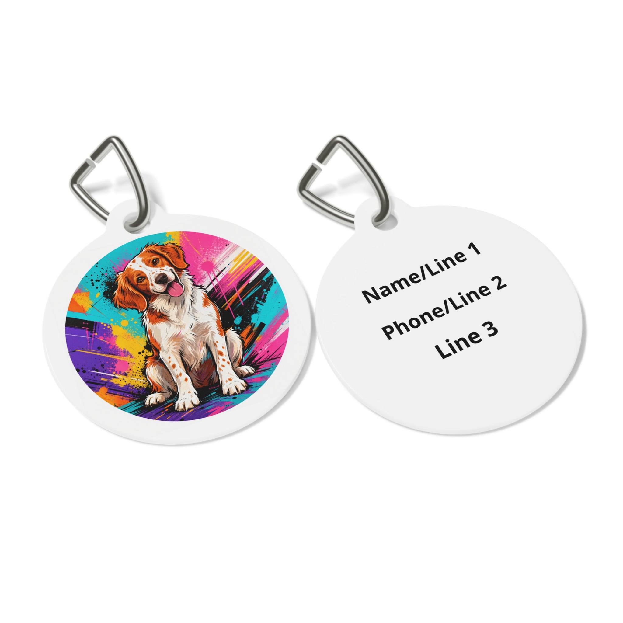 Brittany Bold Paint Splash Personalized Dog ID Tag