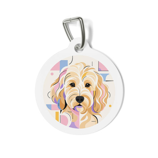 Goldendoodle Bright Geometric Doodle Personalized Dog ID Tag
