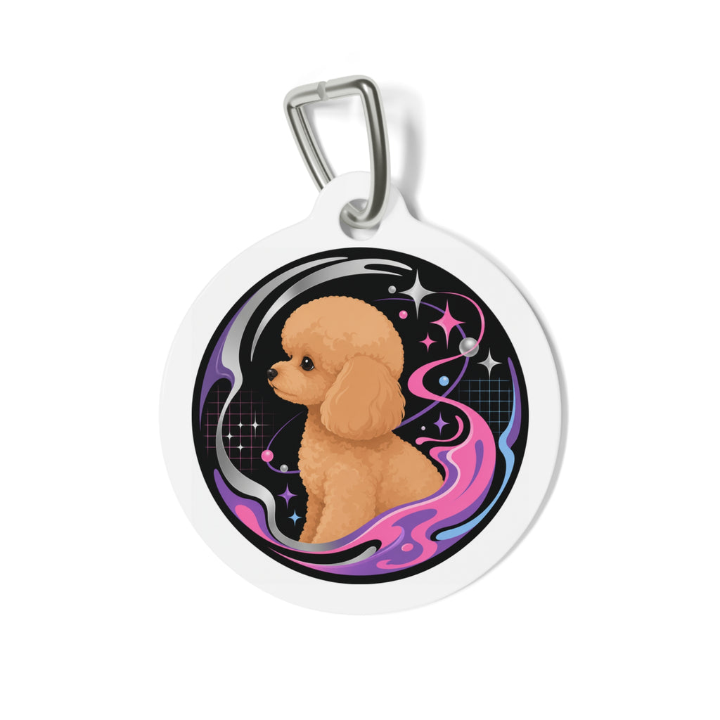 Toy Poodle Cosmic Galaxy Apricot Personalized Dog ID Tag