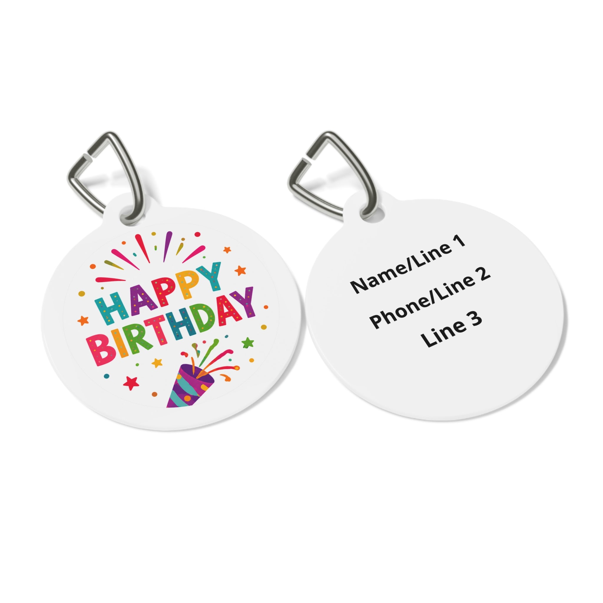 Rainbow Party Popper Burst Personalized Dog ID Tag