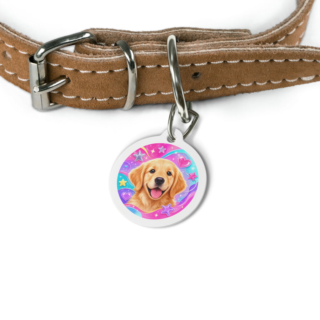 Golden Retriever Neon Sweetheart Personalized Dog ID Tag