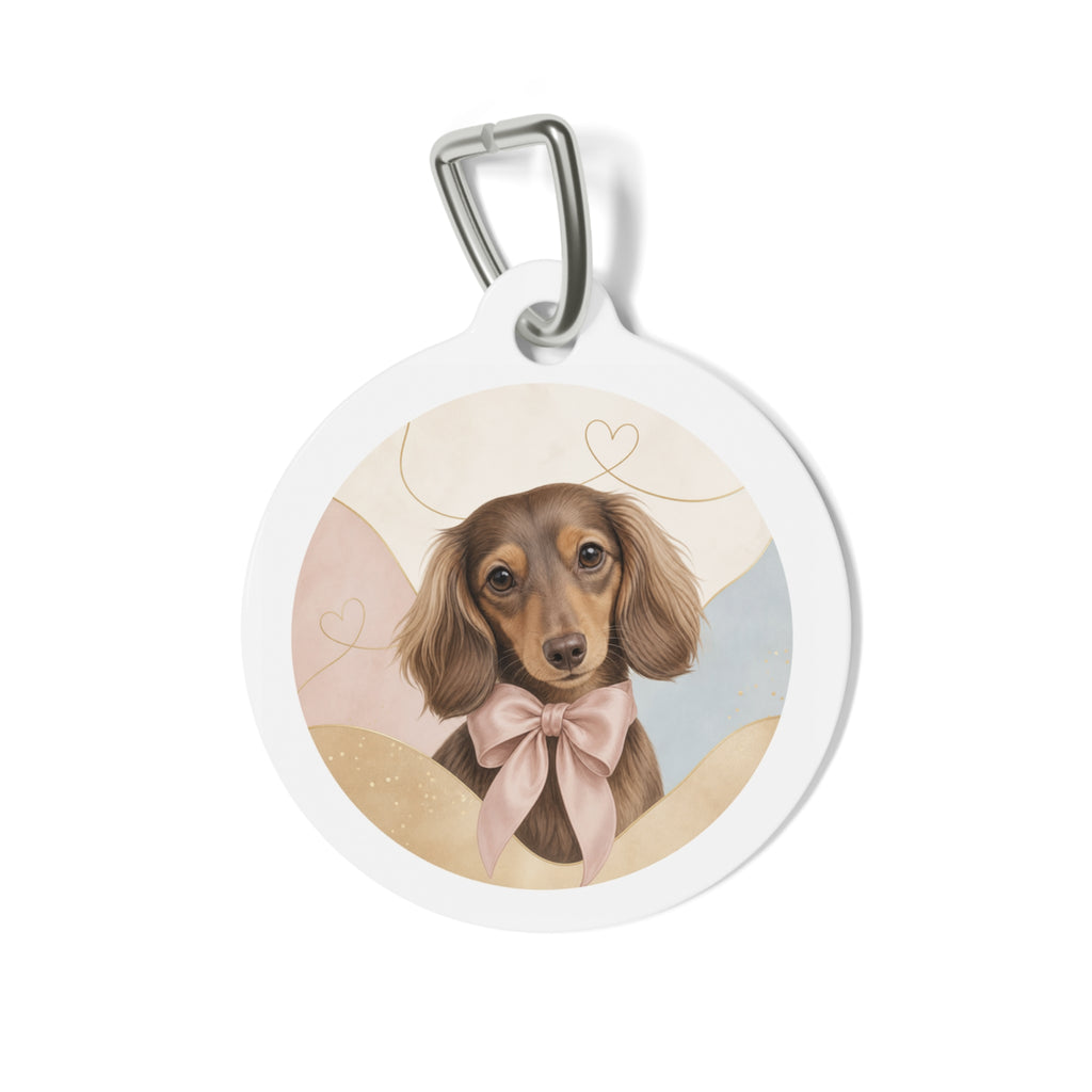 Dachshund Joyful Colorful Portrait Personalized Dog ID Tag