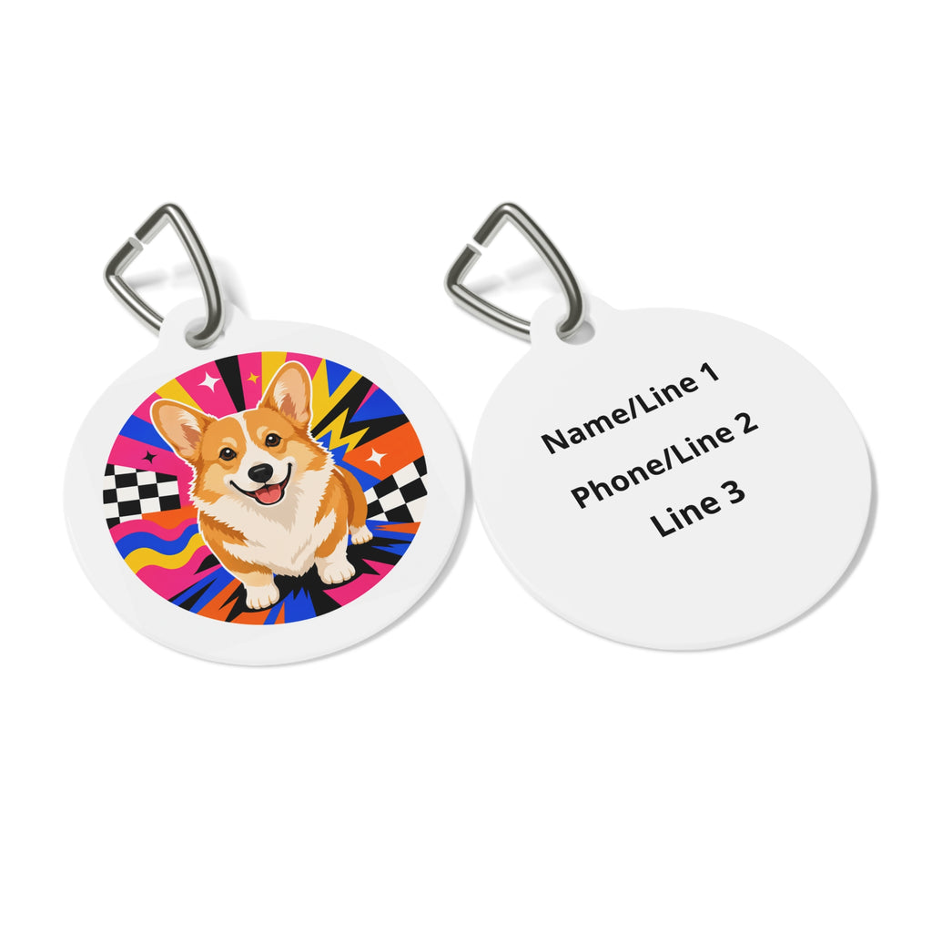 Chapa de identificación personalizada Pop Art de Pembroke Welsh Corgi para perro