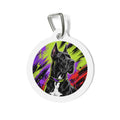 Placa de Identificación Personalizada para Perro con Retrato Floral Clásico de Gran Danés