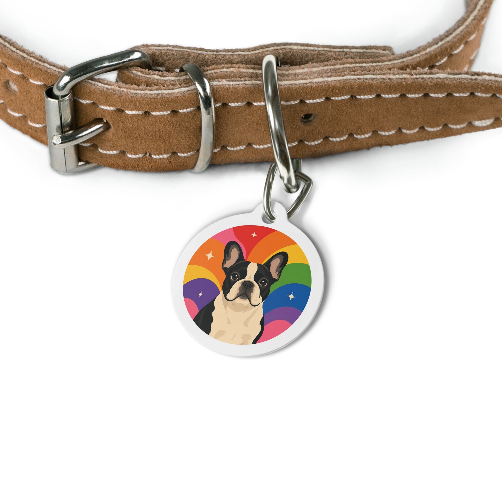 French Bulldog Rainbow Personalized Dog ID Tag