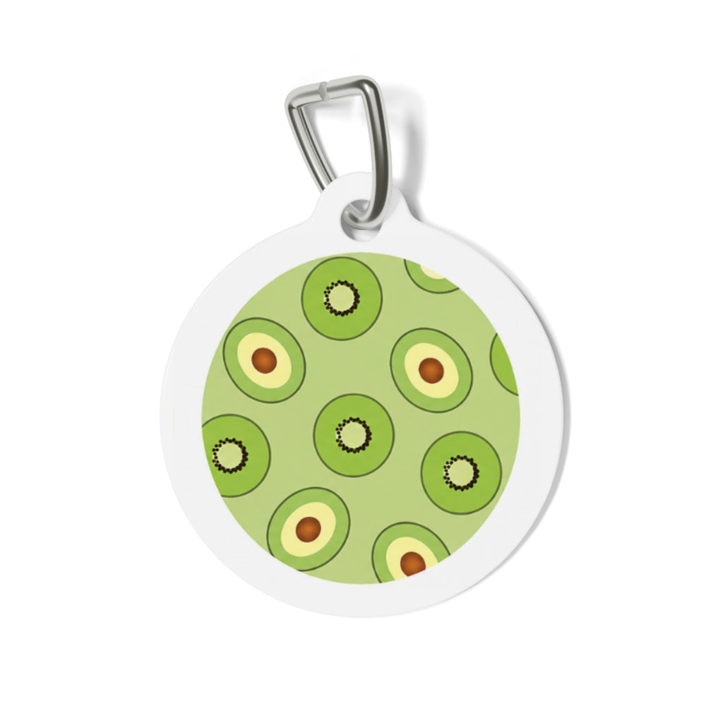 Kiwi Avocado Cheerful Fruit Pattern Personalized Dog ID Tag