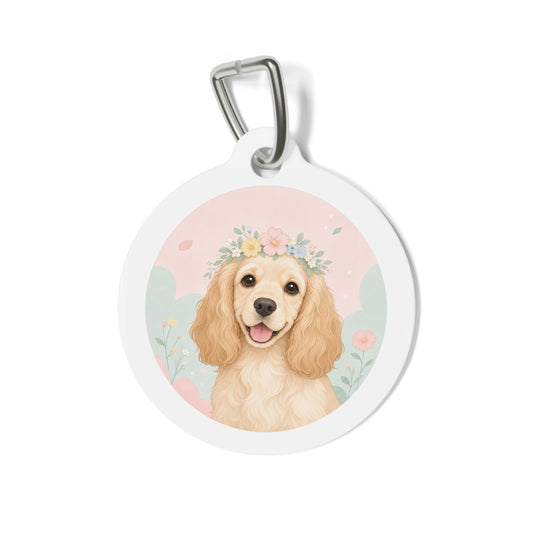 Cocker Spaniel Pastel Watercolor Personalized Dog ID Tag