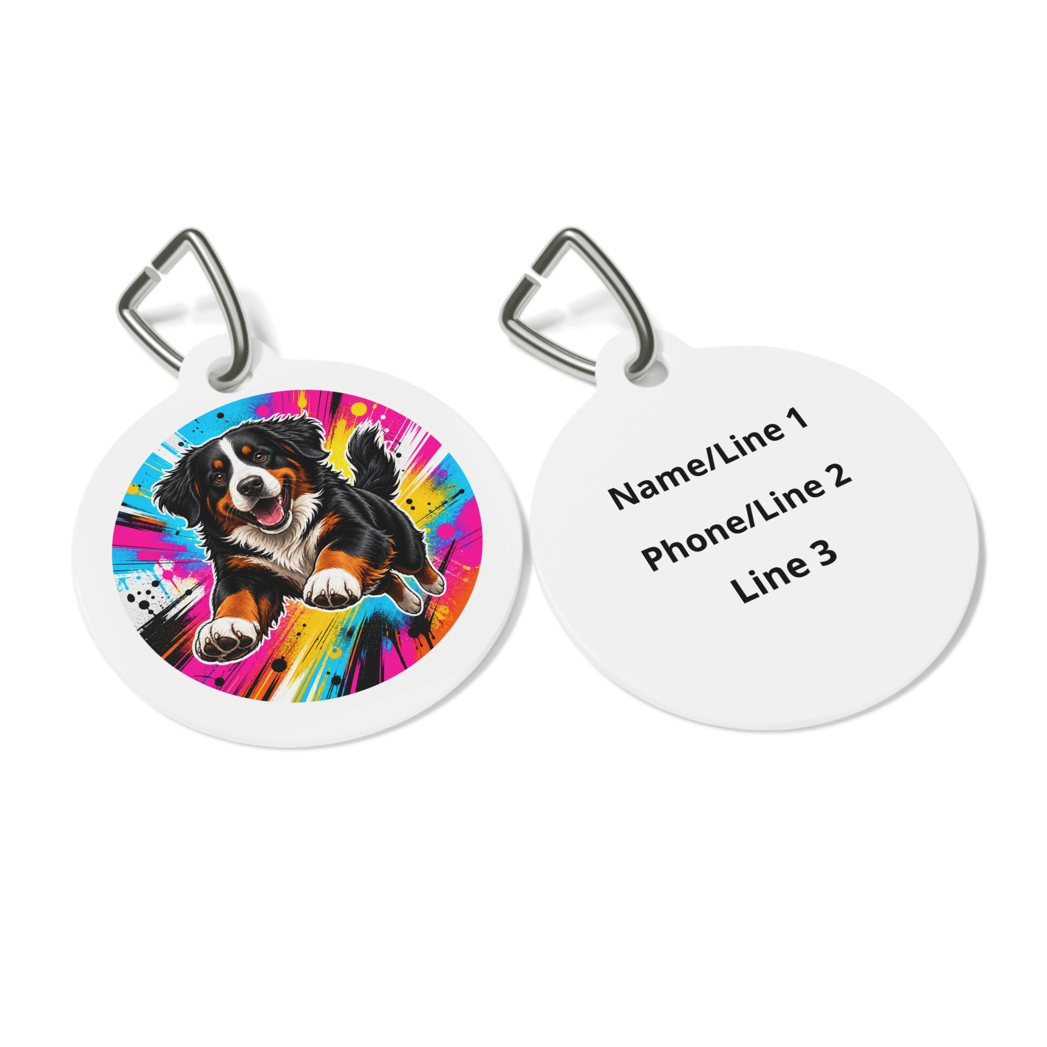 Bernese Mountain Dog Soft Gallery Watercolor Personalized Dog ID Tag