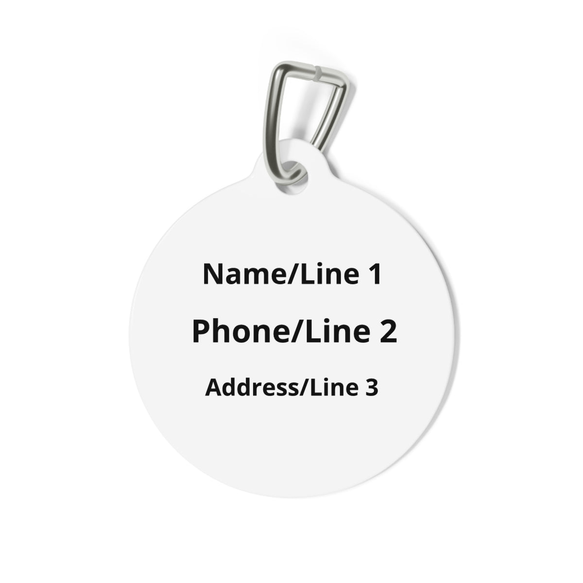 Back of Clover Butterfly Meadow Wildflower Dog ID Tag with custom name and phone engraving