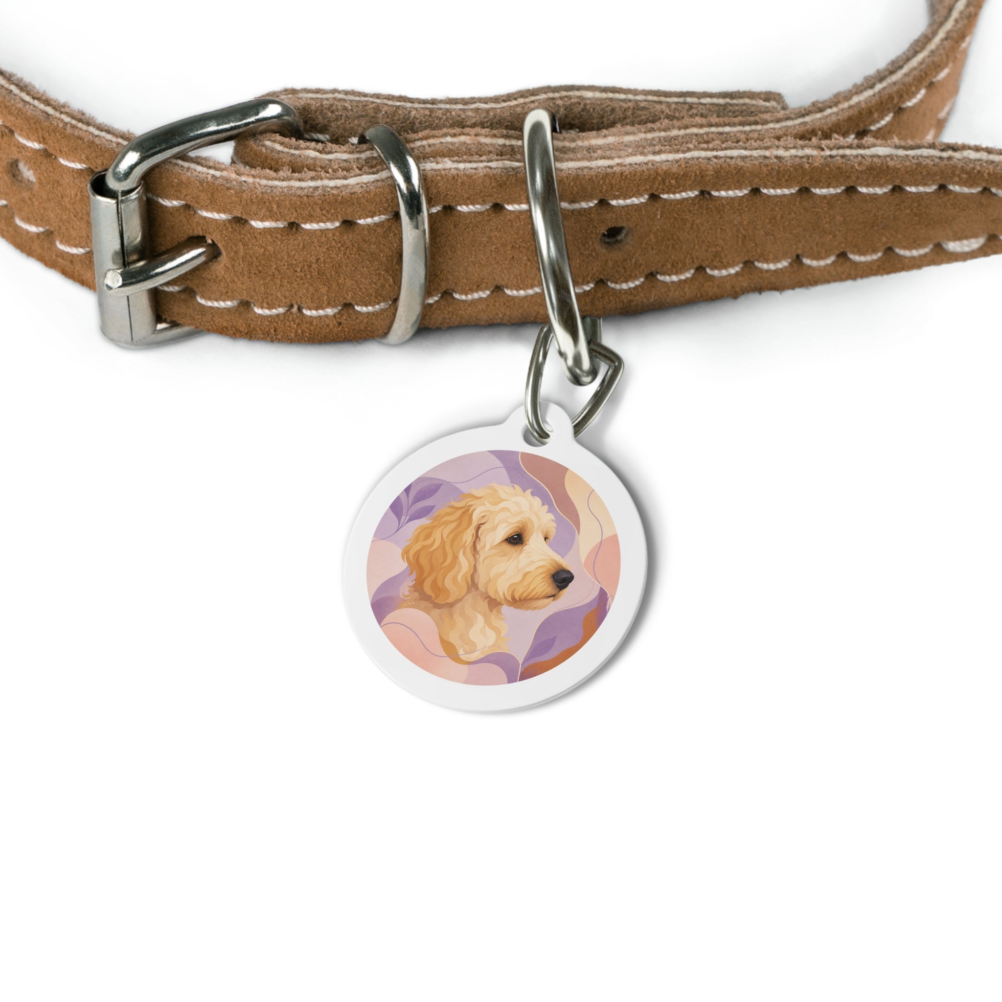 Goldendoodle Soft Pastel Painterly Portrait Personalized Dog ID Tag