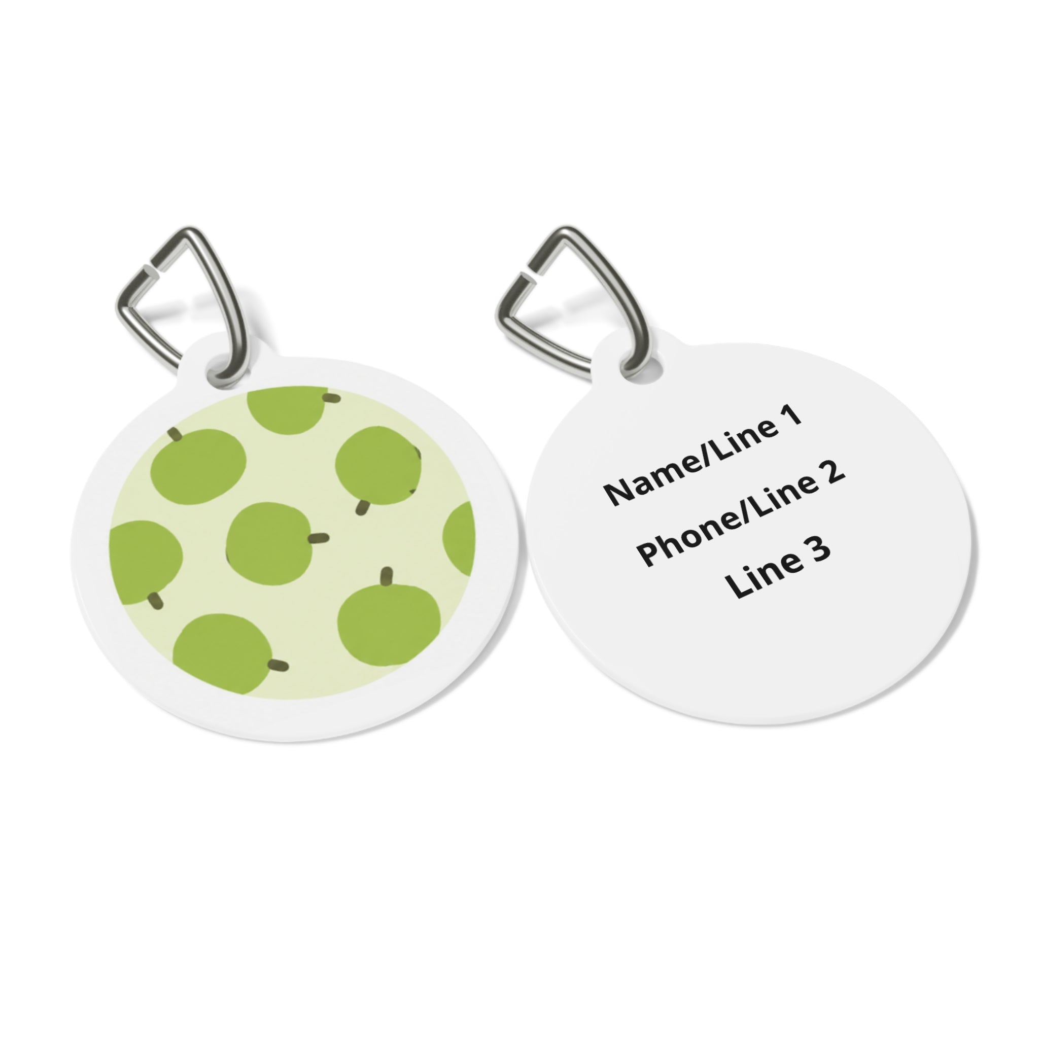 Green Apple Scatter Cheerful Fruit Pattern Personalized Dog ID Tag