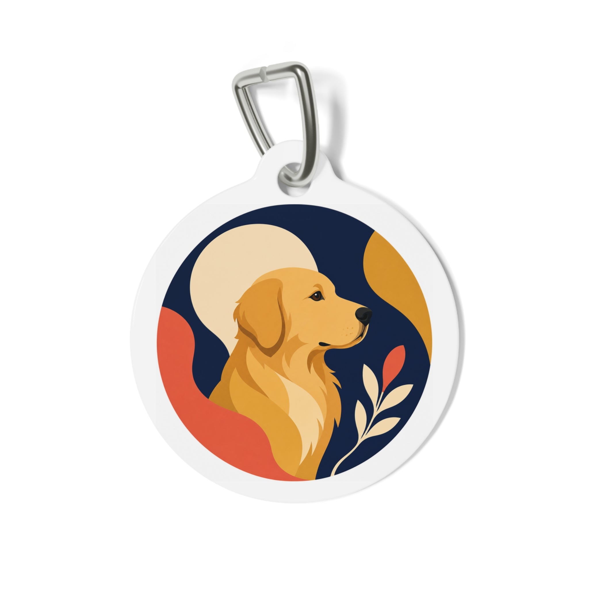 Golden Retriever Mid-Century Profile Personalized Dog ID Tag