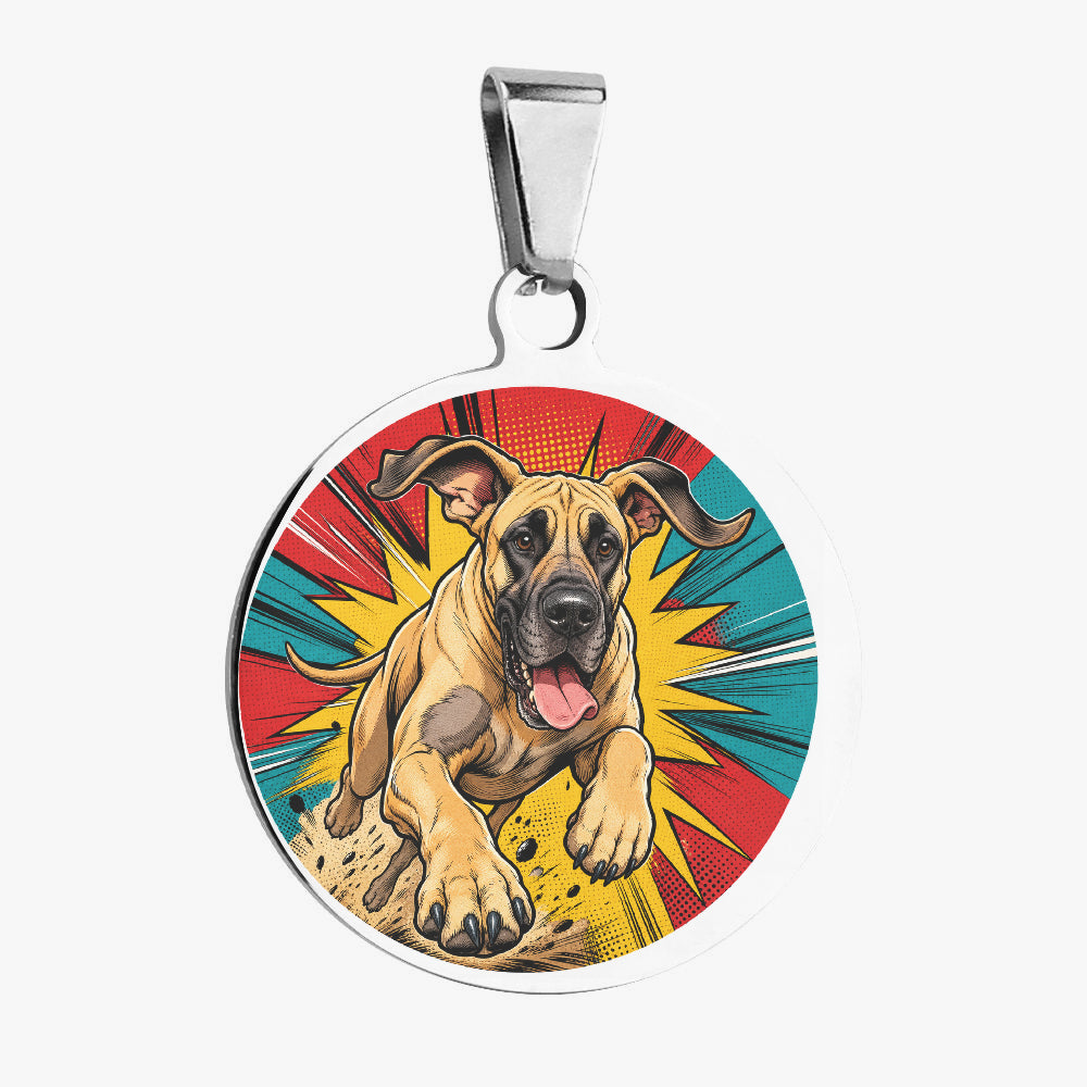Great Dane Comic Action Hero Personalized Dog ID Tag