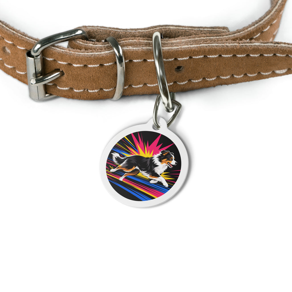Australian Shepherd Pop Art Personalized Dog ID Tag