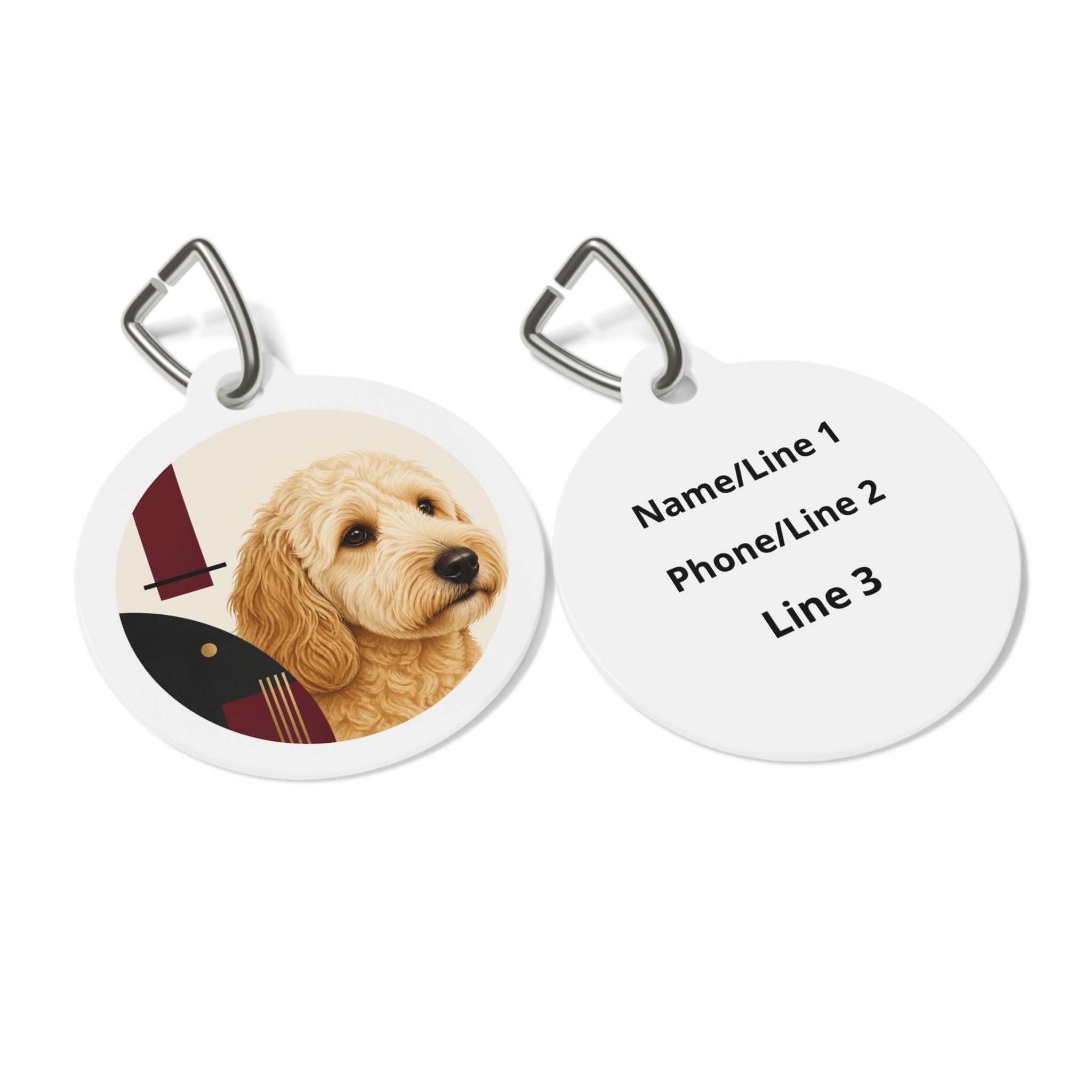 Goldendoodle Warm Lively Portrait Personalized Dog ID Tag