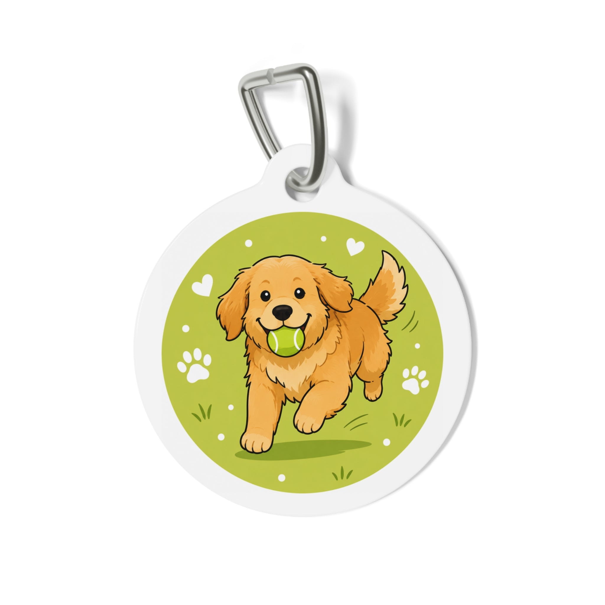 Tennis Golden Retriever Energetic Sports Illustration Personalized Dog ID Tag
