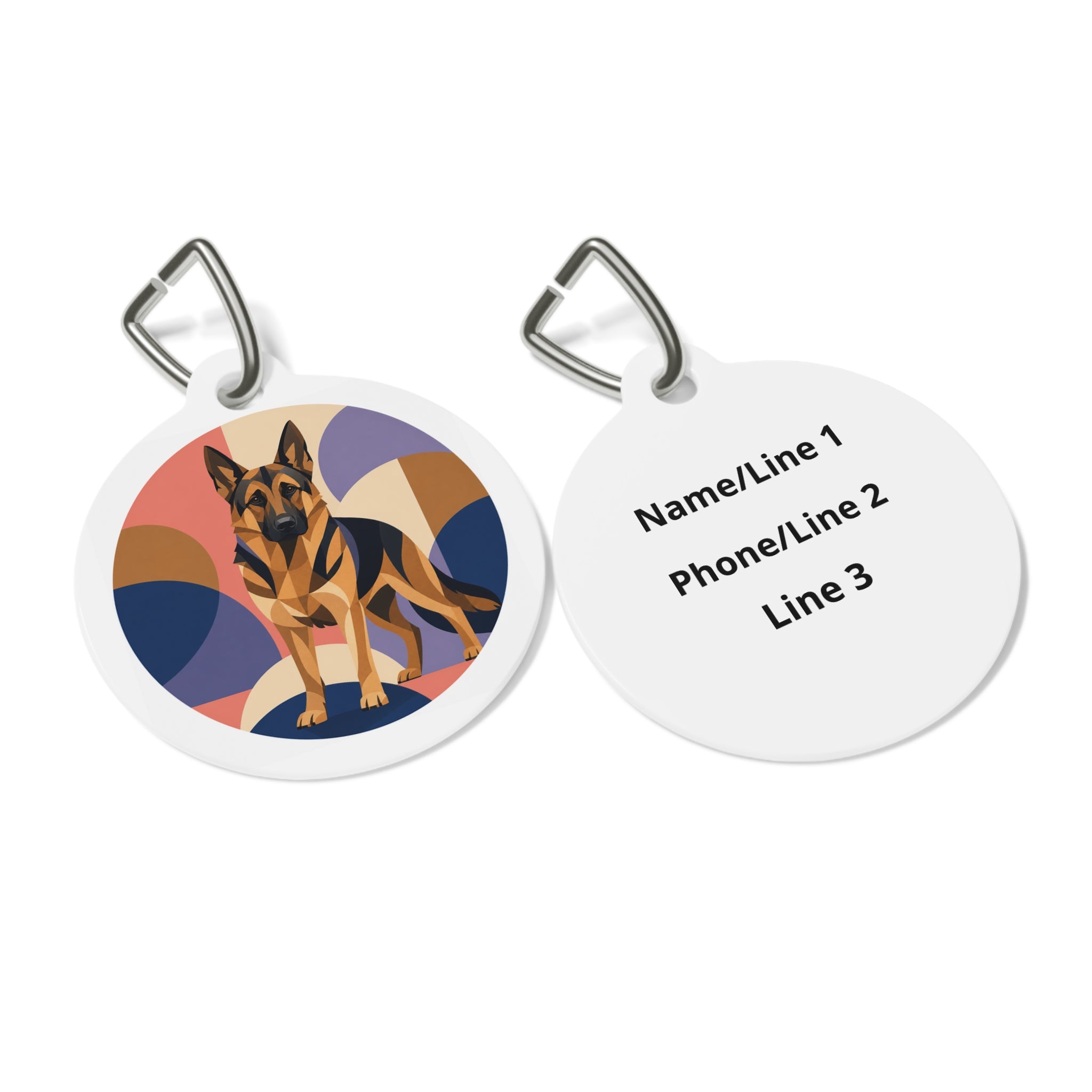 German Shepherd Abstract Geometric Personalized Dog ID Tag