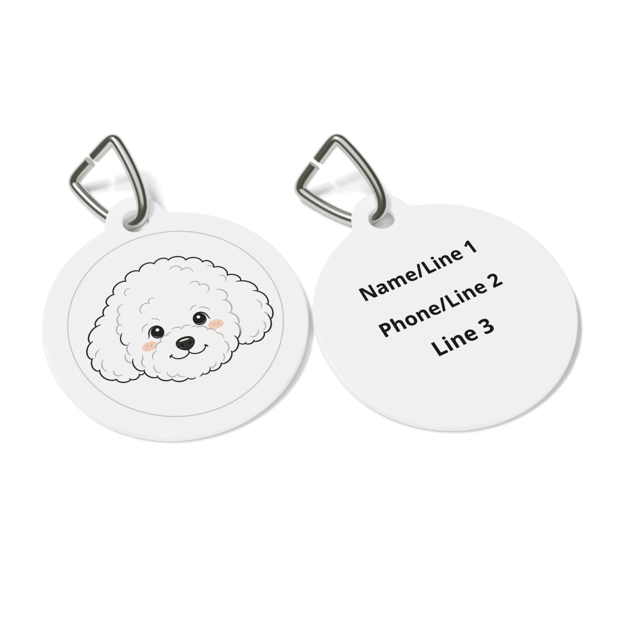 Bichon Frise Playful Portrait Personalized Dog ID Tag