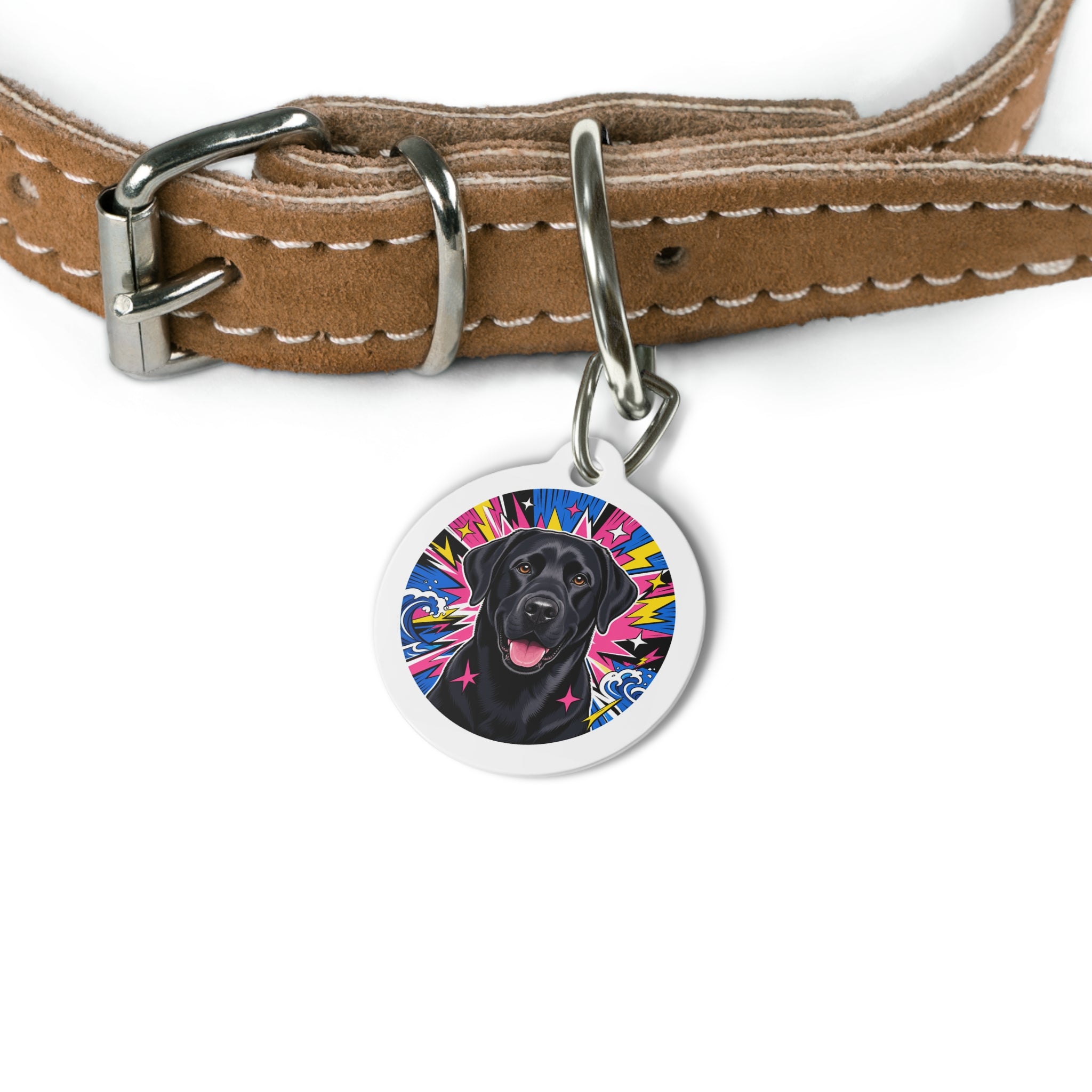 Labrador Retriever Electric Pop Black Personalized Dog ID Tag